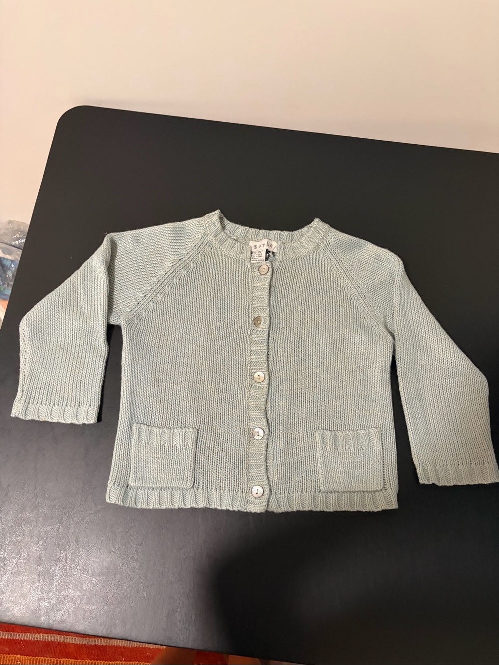 Sorbé Light Sage Knit Button-Front Baby Cardigan
